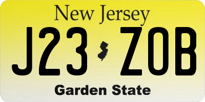 NJ license plate J23ZOB