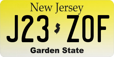 NJ license plate J23ZOF