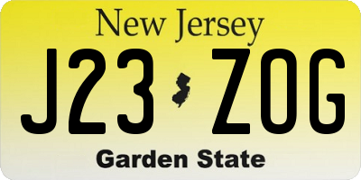 NJ license plate J23ZOG