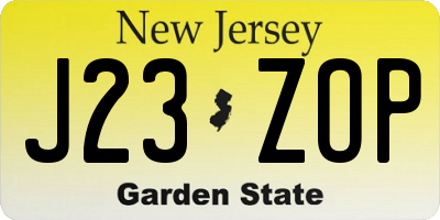 NJ license plate J23ZOP