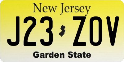 NJ license plate J23ZOV