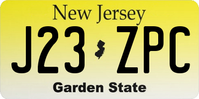 NJ license plate J23ZPC