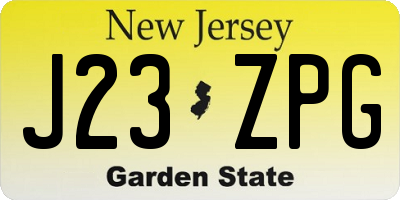 NJ license plate J23ZPG