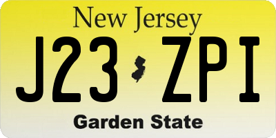 NJ license plate J23ZPI