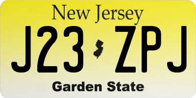 NJ license plate J23ZPJ