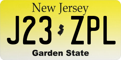 NJ license plate J23ZPL