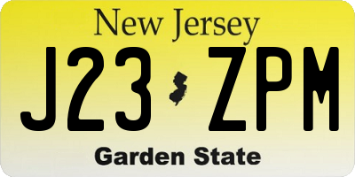 NJ license plate J23ZPM