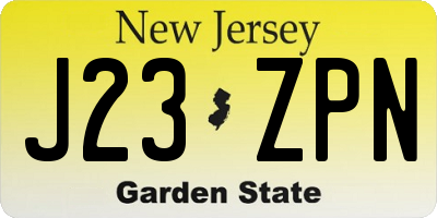 NJ license plate J23ZPN