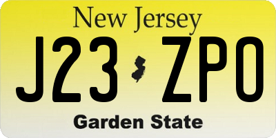 NJ license plate J23ZPO