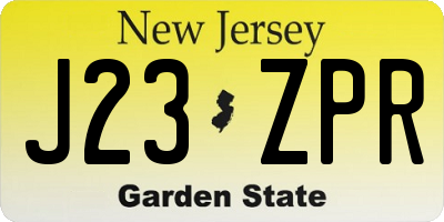 NJ license plate J23ZPR