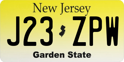 NJ license plate J23ZPW