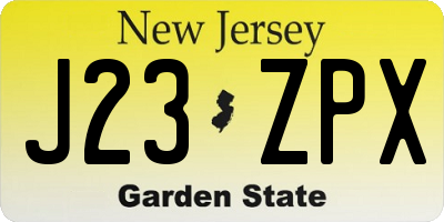 NJ license plate J23ZPX