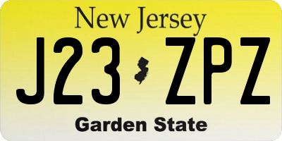 NJ license plate J23ZPZ