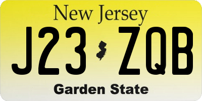 NJ license plate J23ZQB