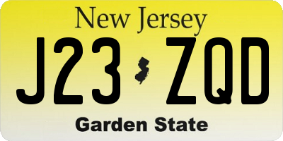 NJ license plate J23ZQD