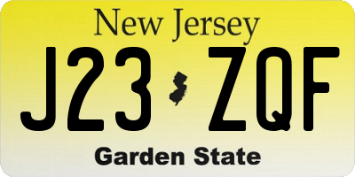 NJ license plate J23ZQF
