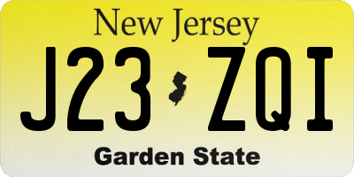 NJ license plate J23ZQI