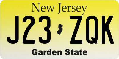NJ license plate J23ZQK