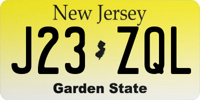 NJ license plate J23ZQL