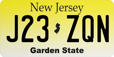 NJ license plate J23ZQN