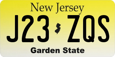 NJ license plate J23ZQS