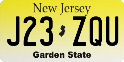NJ license plate J23ZQU