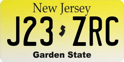 NJ license plate J23ZRC