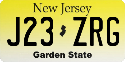 NJ license plate J23ZRG