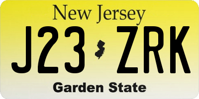 NJ license plate J23ZRK