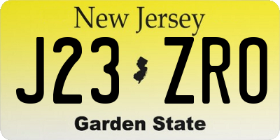 NJ license plate J23ZRO