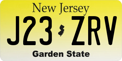 NJ license plate J23ZRV