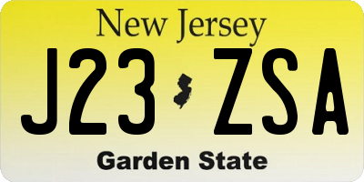 NJ license plate J23ZSA