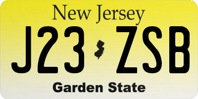 NJ license plate J23ZSB