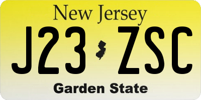 NJ license plate J23ZSC