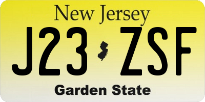 NJ license plate J23ZSF