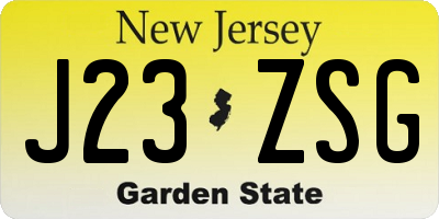 NJ license plate J23ZSG