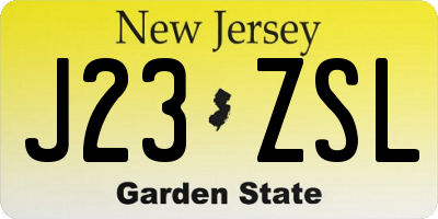 NJ license plate J23ZSL
