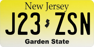 NJ license plate J23ZSN