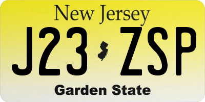 NJ license plate J23ZSP