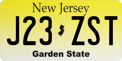 NJ license plate J23ZST
