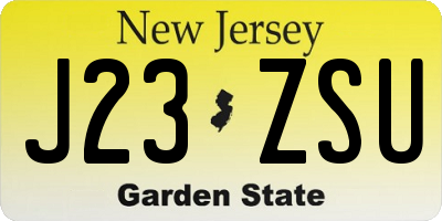 NJ license plate J23ZSU