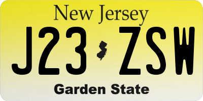 NJ license plate J23ZSW