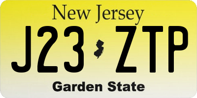 NJ license plate J23ZTP