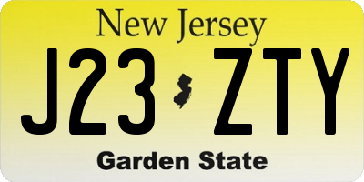 NJ license plate J23ZTY