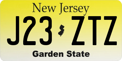 NJ license plate J23ZTZ