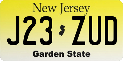 NJ license plate J23ZUD