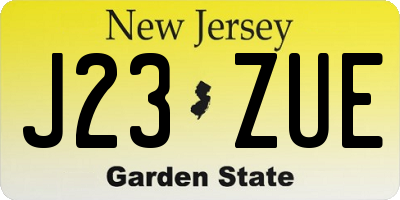 NJ license plate J23ZUE