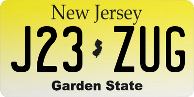 NJ license plate J23ZUG