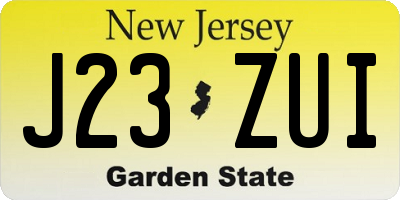 NJ license plate J23ZUI