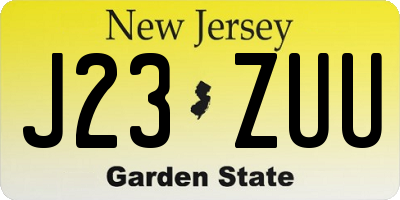 NJ license plate J23ZUU